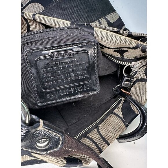 Coach Signature Authentic Khaki Brown Stripe Crossbody File Bag F-19220 Purse - Picture 8 of 10